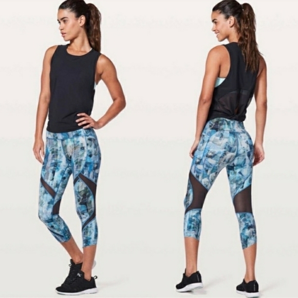 Lululemon On Pace Crop *21" Sun Dazed Multi Blue Size 4 - Picture 1 of 14